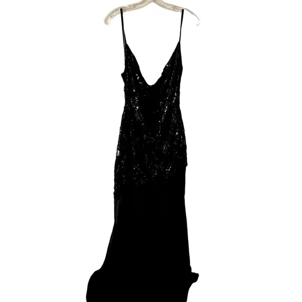 Oh Polly Amarelle Embellished Sweetheart-Neck Backless Gown in Black size 12 New - Image 5