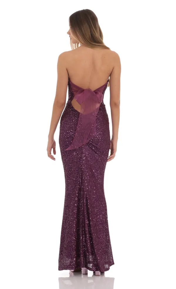 Lucy in the Sky Sequin Strapless Maxi Dress in Purple - Image 2
