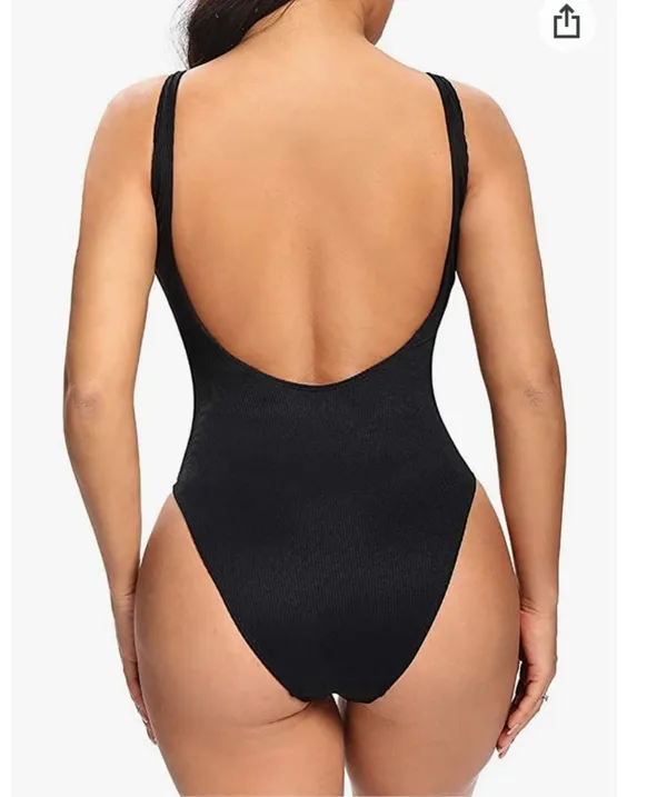 Retro 80s/90s Inspired High Cut Low Back One Piece Swimwear - Image 4
