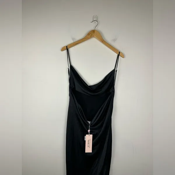 Oh Polly Carmela Cowl Neck High‎ Slit Maxi Dress in Black Women’s Sz 8 NWT - Image 5