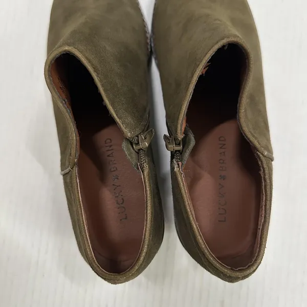 Lucky Brand Suede Bootie‎ Boots Womens 9 Green Ankle Zip Low Block Heel - Image 5