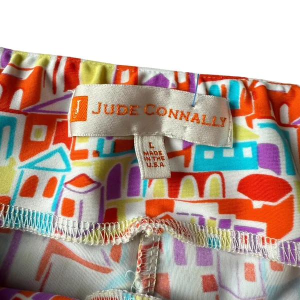 Jude Connally Colorful Village Print Knit‎ Pants Womens Size L Made in USA - Image 4