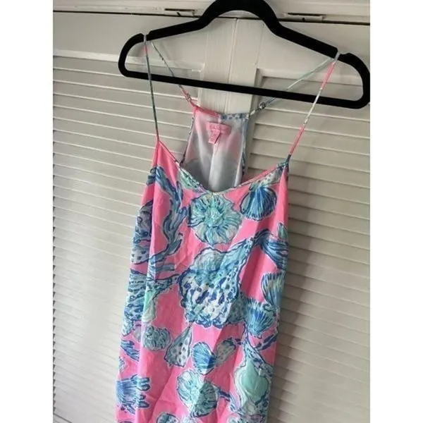 Lilly Pulitzer Dusk Silk Slip Dress Barefoot Princess Pink Pout X-Small Seashell - Image 3