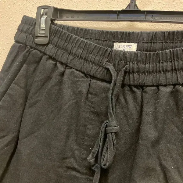 J. Crew Midrise Drawstring Linen Blend Black Rolled Hem Pants Size 4 #718 - Image 3