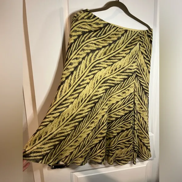 Vintage Lauren Ralph Lauren Khaki Black Batik Tropical Palm Leaf Print Skirt - Image 8