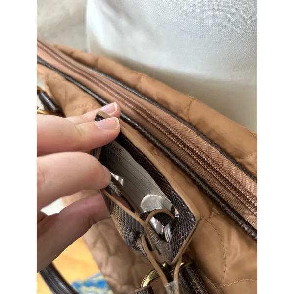 Vintage Diane Von Furstenberg Brown Quilted Top Handle Crossbody Duffle Bag - Image 9