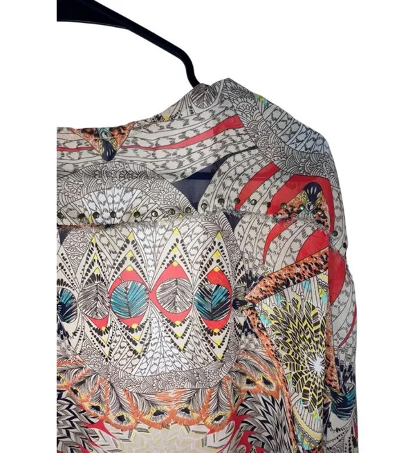 Gimmicks By BKE Boho Tribal Print Lightweight Sheer Layering Kimono - Image 4