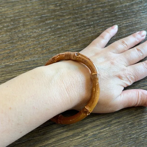 Boho Bamboo minimalist stackable bracelet, brown, feather light, fits a 7”W - Image 2