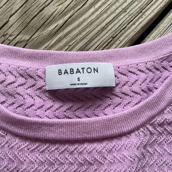 Aritzia Babaton Women's Pink Pointelle Sleeveless Crop Top Size S - Image 6
