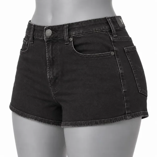 American Eagle Hi-Rise Shortie Black Denim Cutoff Shorts - Image 2