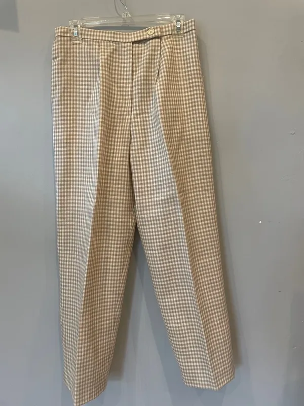 Beige Gingham Dress Pants women’s like new handmade - Image 2