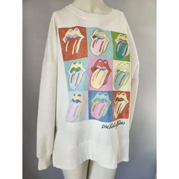 Rolling Stones Womens Vintage Logo Sweatshirt Pullover Shirt SZ Oversized Medium - Image 10