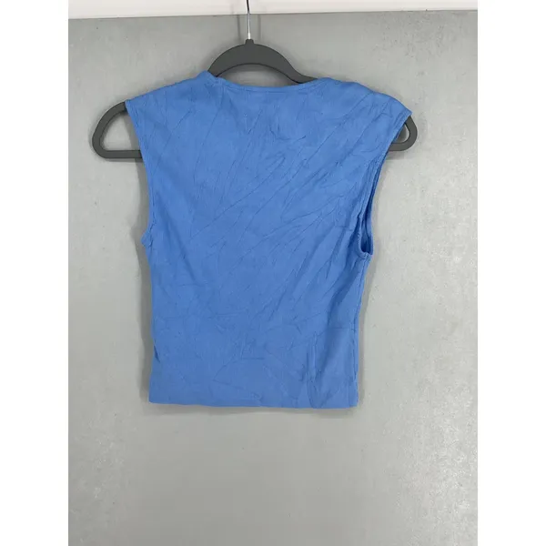 Maeve Womens Tank Top Blue Ribbed Square Neck Sleeveless XS - Image 3