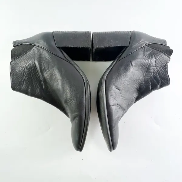 Jeffrey Campbell Black Leather Square Toe Ankle Boots Booties Women 8.5 - Image 5