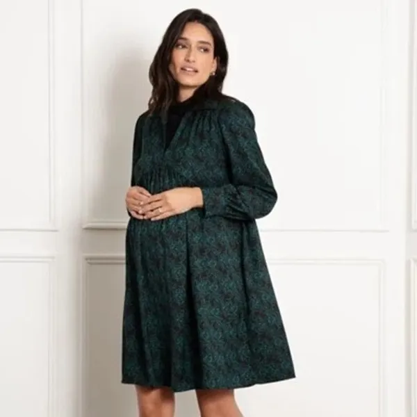 Seraphine Alfie Tunic Layering Maternity Dress with Collar green size 12 - Image 2