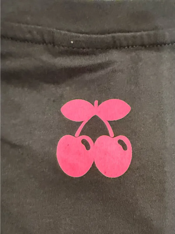 PACHA Black Crop Tee with Pink Logo Size S - Image 4