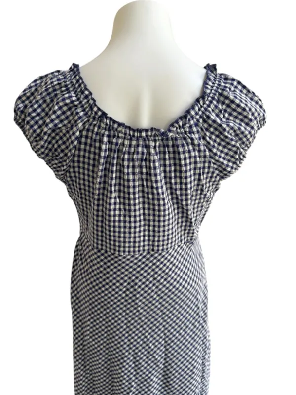Market & Spruce Short Sleeve Gingham Maxi Dress Navy Small NWT STITCH FIX - Image 9