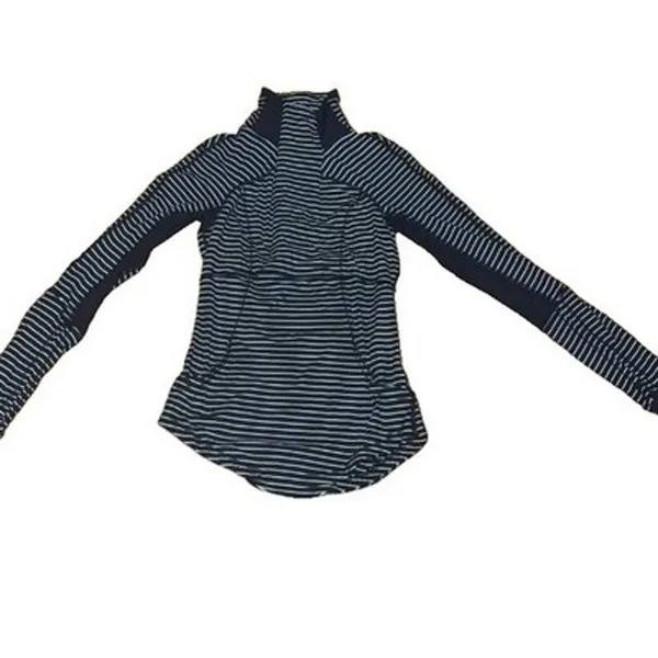 Lululemon Base Runner 1/2 Zip Jacket Size 4 Black White Stripe Rulu Running Top - Image 2