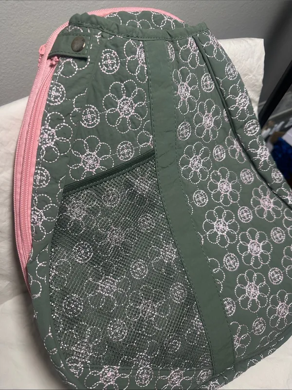 Quilted Olive Green Floral Crossbody Bag with Pink Trim by Oak and Reed. new - Image 3