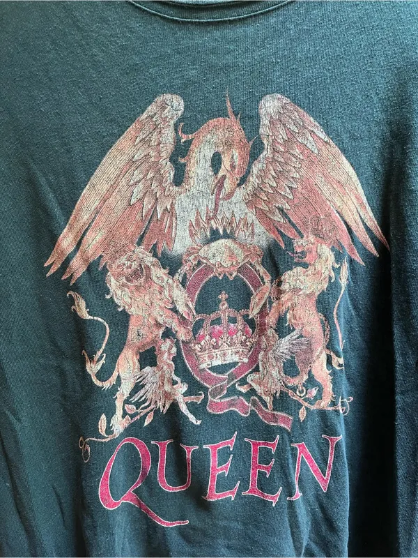 Daydreamer Queen Crest Long Sleeve Football Tee in Green Hemp Cotton large - Image 6