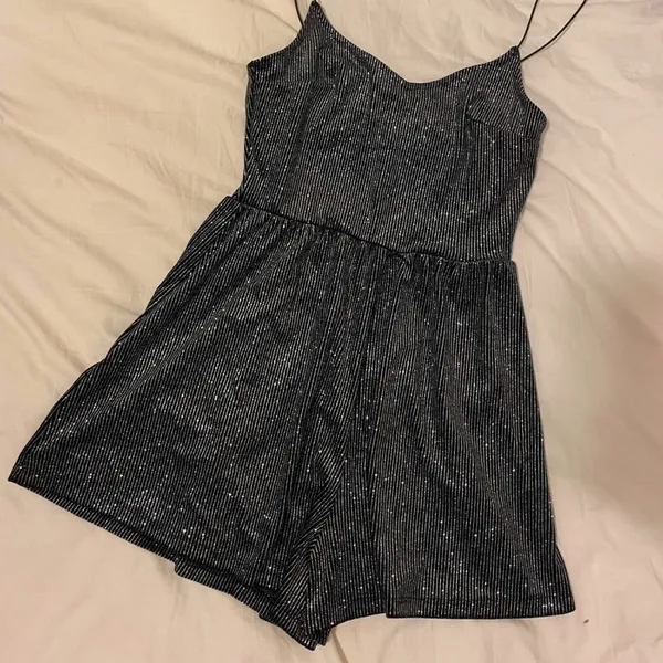 Black and silver glitter romper - Image 2