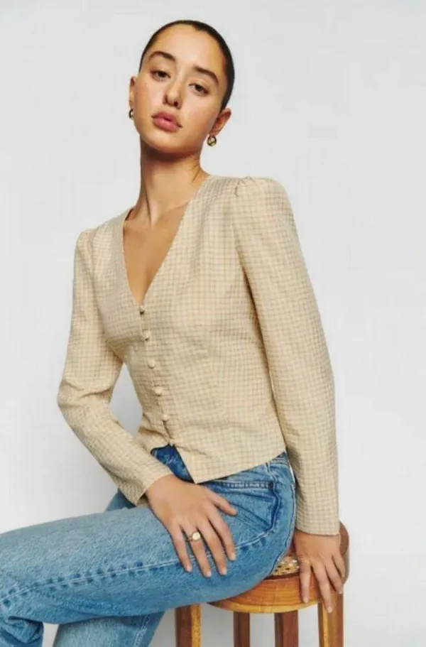 💕REFORMATION💕 Callie Top - Yellow Plaid ~ 4 NWOT - Image 3
