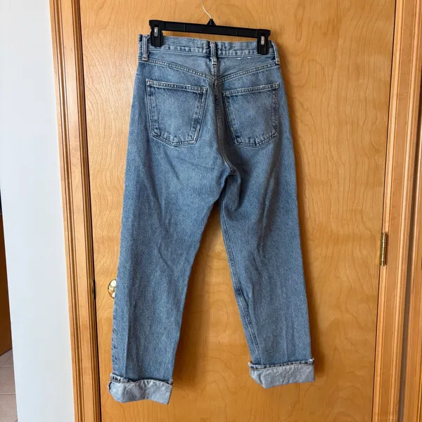 AGOLDE Fran Jeans Women 23 Light Blue High Rise Straight Leg Button Fly A9157C - Image 5