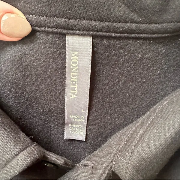 Mondetta Collared Fleece Pullover Top NWT Women's Size Large Black - Image 7