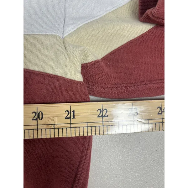 Abercrombie & Fitch Burgundy White Striped Crewneck Sweatshirt XL Cotton‎ Blend - Image 6