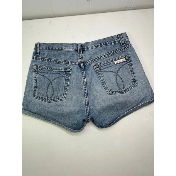 Calvin Klein 1990's women’s Omega Side Slit SZ 6 denim shorts wash double stone - Image 3