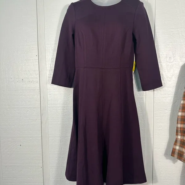 Eliza J Purple A Line 3/4 Sleeve Fit and Flare Dress Size 6 NWT - Image 3