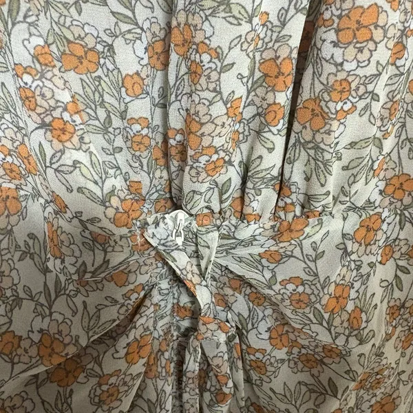 Wild Fern Pale Pink Floral Ruched Dress‎ Size Large - Image 7