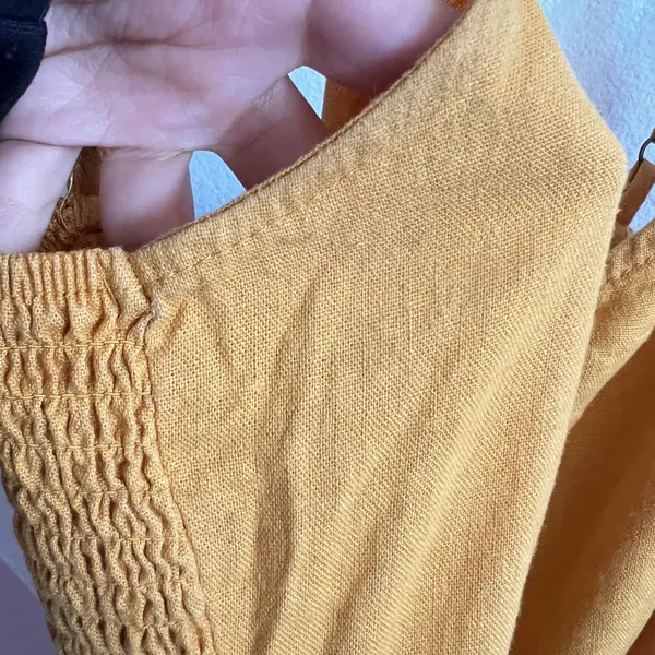 Mustard Yellow Linen Jumpsuit Vintage Inspired Boho‎ Minimalist Wide Leg Small - Image 5