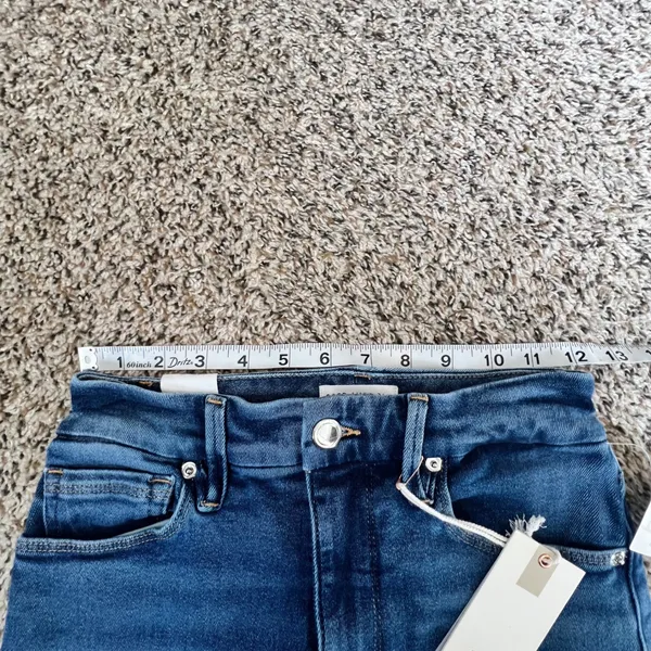 Good‎ American Blue High Rise Straight Leg Jeans Ripped Distressed Size 00 24 - Image 5