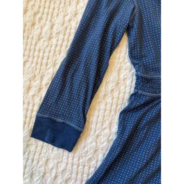 Abercrombie & Fitch Y2K Babydoll Top Henley 3/4 Sleeve Navy Size Large Vintage - Image 4