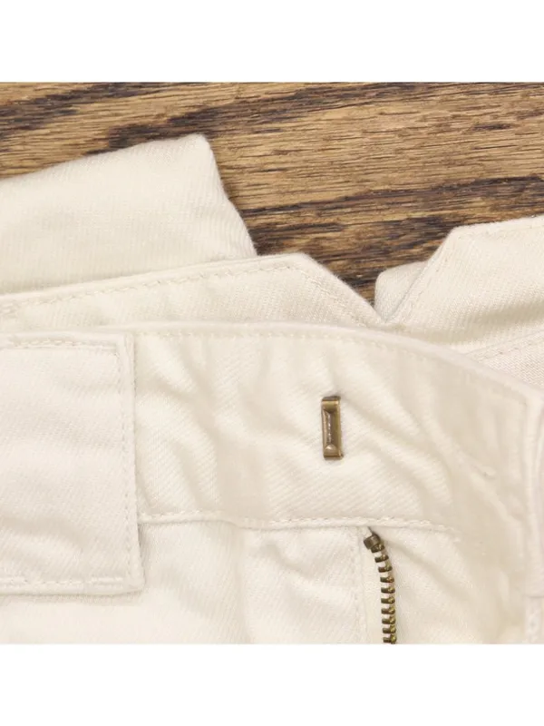 Woolrich X TGT Mid-Rise Barrel Leg Cargo Denim Jeans Pants Cream Off White 00 - Image 5
