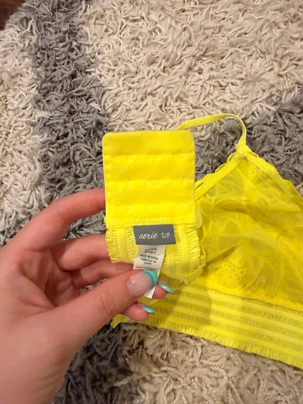 Aerie Neon Yellow Lace Sheer Bralette - Image 3
