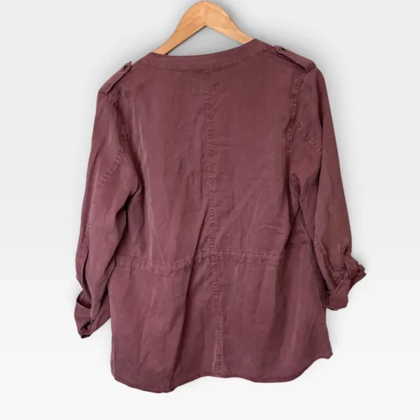 Knox Rose Mauve Utility Jacket Open Front Draped Lyocell Boho Purple Medium - Image 3