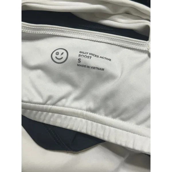 Gilly Hicks Active Boost Long Sleeve Crop Top Black White‎ Cross Back Small - Image 6