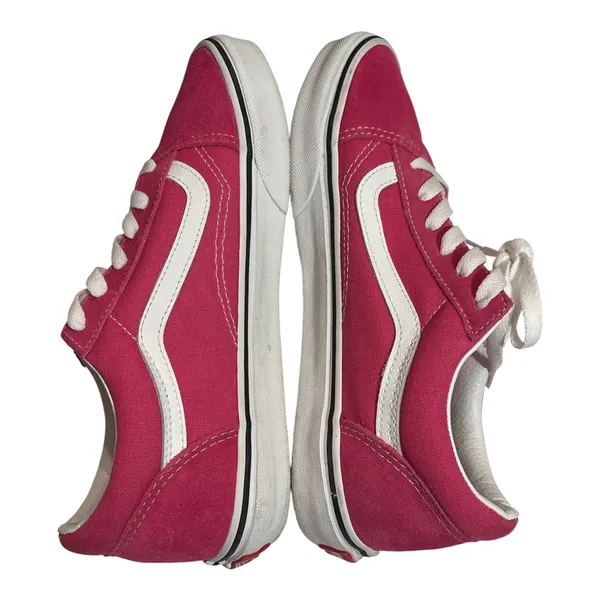 Vans Women's Fuchsia Pink Canvas Low-Top Sneakers with White Side Stripe - Image 2