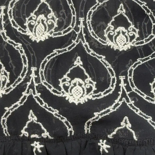 Anthropologie Black Sheer Fully Embroidered Mini Slip Dress Boho Feminine SMALL - Image 9
