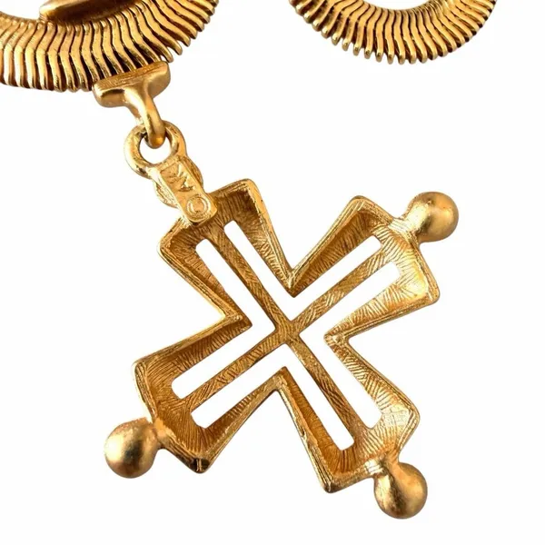 Vintage Anne Klein Gold Tone Cross Statement Necklace - Image 11