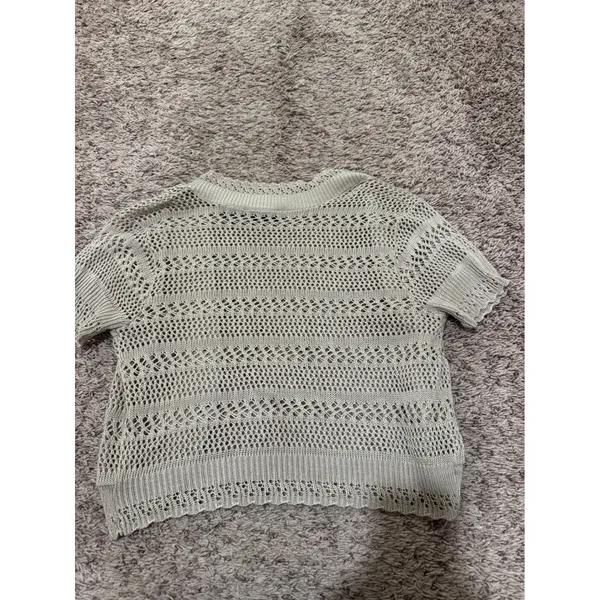 Lennie for Nina Leonard Open‎ Knit Short Sleeve Cardigan Shrug Beige Made in USA - Image 6
