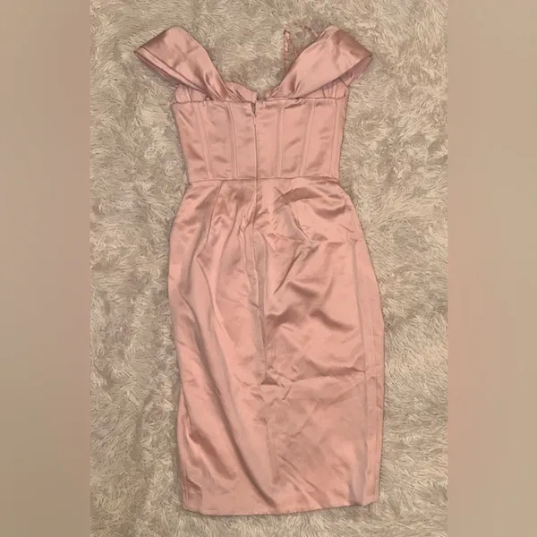 NWOT HOUSE OF CB 'Camila' Blush Off Shoulder Corset Dress sz XS - Image 5