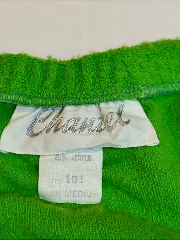 Vintage Chantel Terry Cloth Maxi Dress M Lime Green Strapless Pool Cover Up Slit - Image 6