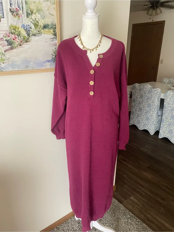 Free People FP Beach Hailee Sweater Midi Maxi Dress in Mulberry Small - Image 3