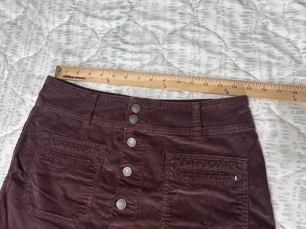 Free People We The Free Brown Corduroy Button Front Mini Skirt Size 27 - Image 3