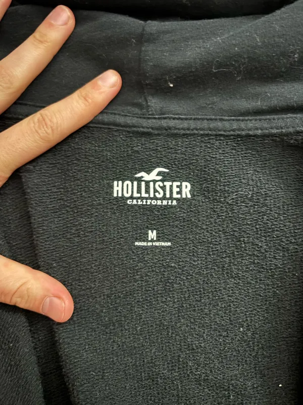 Medium Black Hollister Jacket Cropped Hoodie - Image 2
