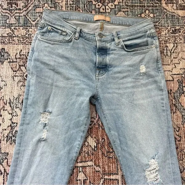 7 For All Mankind Josefina Skinny Boyfriend Distressed Jeans Light Wash Size 29 - Image 3