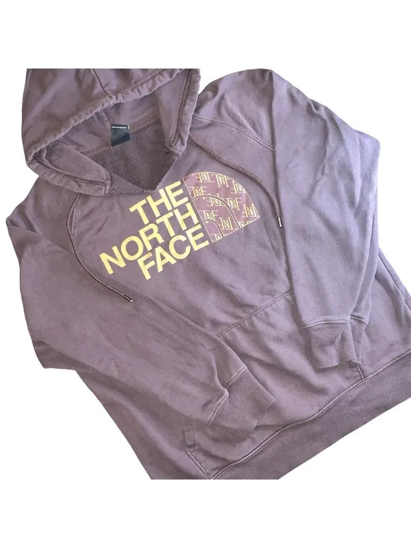 The North Face Half Dome Hoodie Womens Large Brown Spell Out Logo Pullover Trail - Image 2